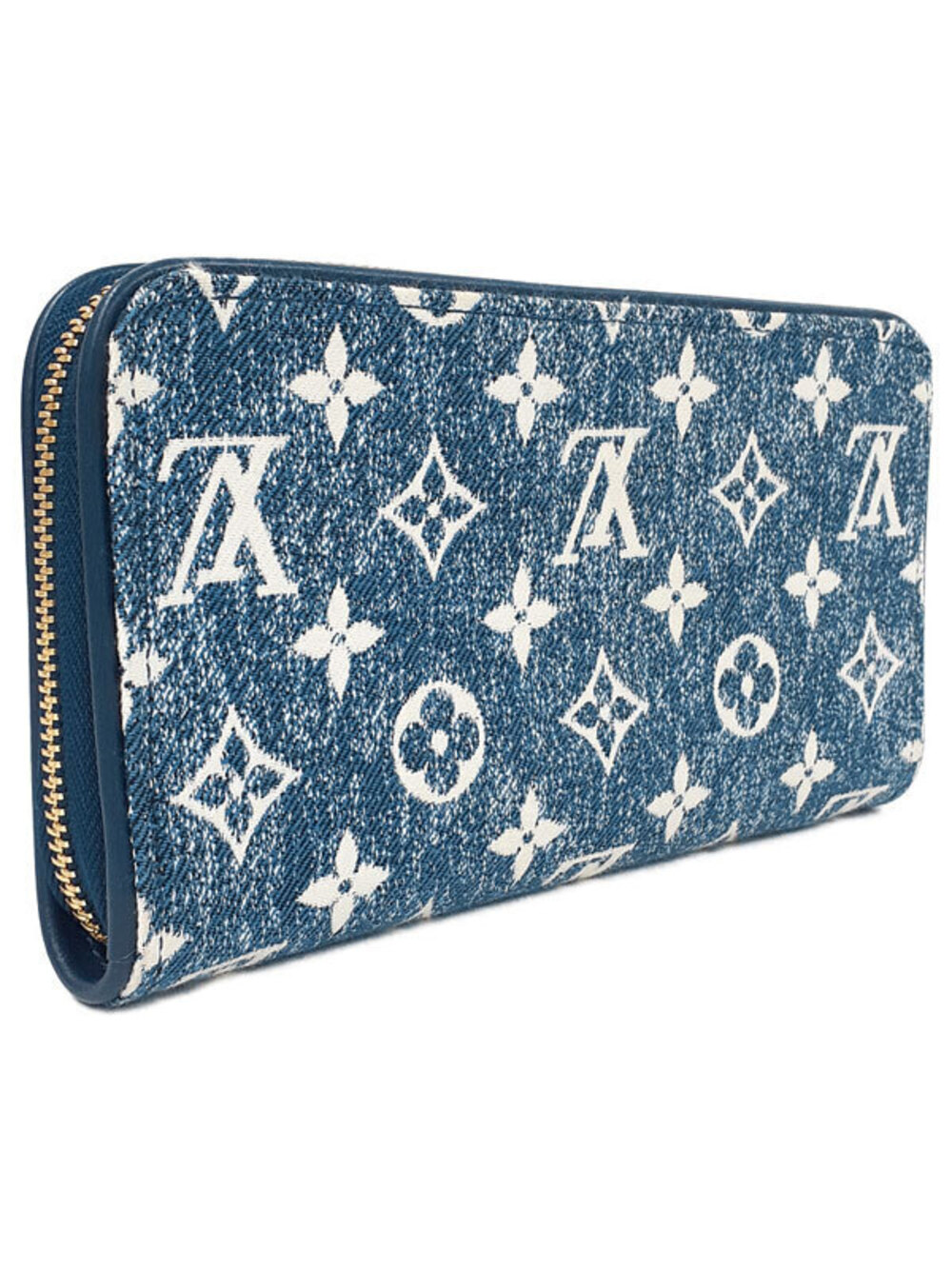 Louis Vuitton Monogram Denim Round Long Jacquard Zippy Wallet Zipper Blue